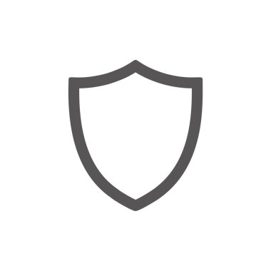 Kalkan simgesi. Beyaz arkaplanda izole edilmiş web tasarımı için basit güvenlik koruma vektör simgeleri çizimi