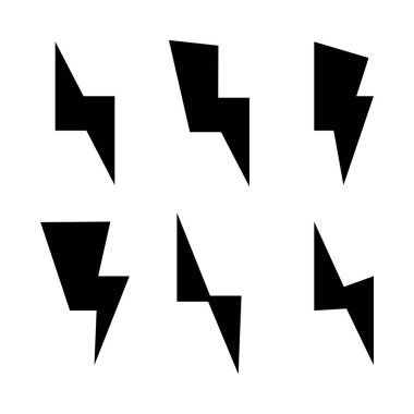 Şimşek simgesi ayarlandı. vektör illüstrasyonu