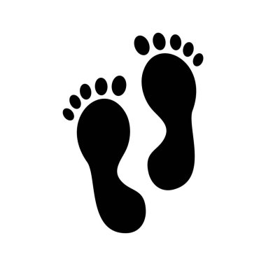İnsan ayağı siyah siluet sembolü. Ayak izi simgesi