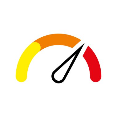 Takometre, hız göstergesi ve gösterge simgesi. Hız levhası logosu. Vektör