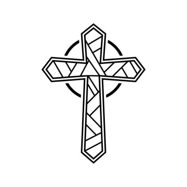 Hristiyan doğrusal haç simgesi. Vektör
