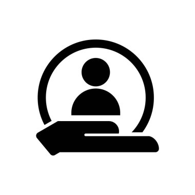 Beyaz zemin üzerinde trend düz stil müşteri bakım simgesi