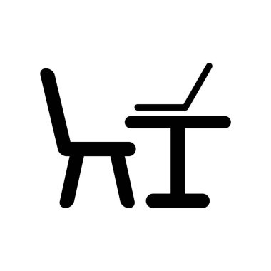 Ofis Sandalyesi Laptop Simgesi. Çalışan sembol. Vektör