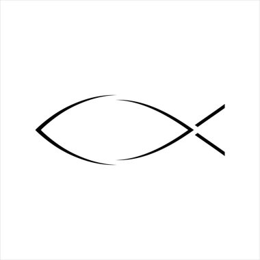 İsa 'nın balık sembolü. Ichthys Christian Fish simgesi logosu. Vektör 