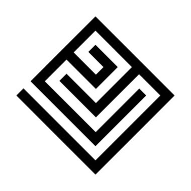Logo labirenti. Modern vektör labirenti. Logotype oyunu, arayışı, kurumsal markalaşma için simge