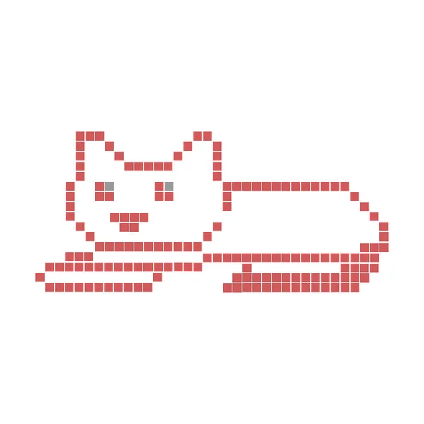 Kedi Pikseli Logosu Yaratıcı Sembol Minimalist Soyut Ikon Vektör Çizimi — Stok Vektör
