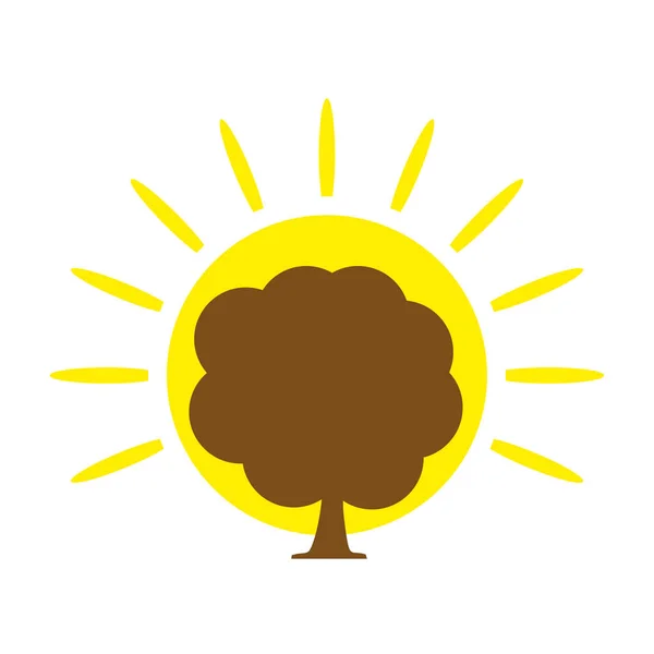 Tree Sun Icon Logo Concept Creative Symbol Minimalist Abstract Vector — Stock Vector