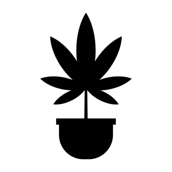 Cannabis Växt Kruka Ikon Vit Bakgrund Vektor Illustration — Stock vektor