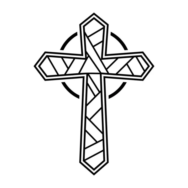 Kristna Korsikonen Religiös Symbol Religion Och Tro Tema Isolerad Konstruktion — Stock vektor