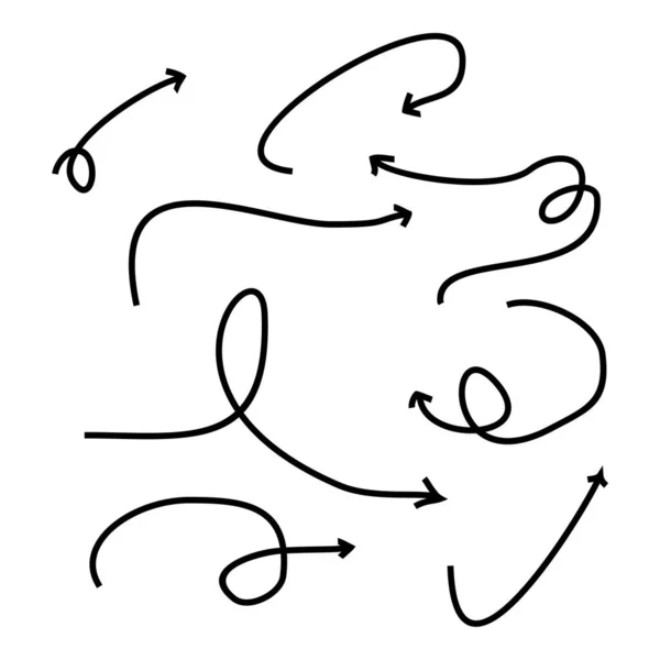 Jeu Flèches Dessinées Main Flèches Signe Icône Illustration Vectorielle — Image vectorielle