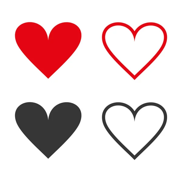 Heart Icon Set Flat Style — Stock Vector
