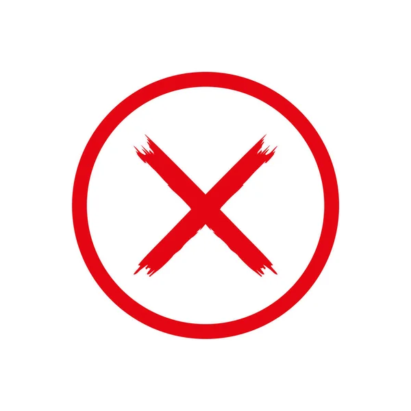 Red Grunge Letter Mark Hand Drawn Cross Sign Vector — Stock Vector