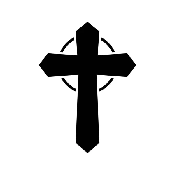 Christian Linear Cross Icon Vector — Stock Vector