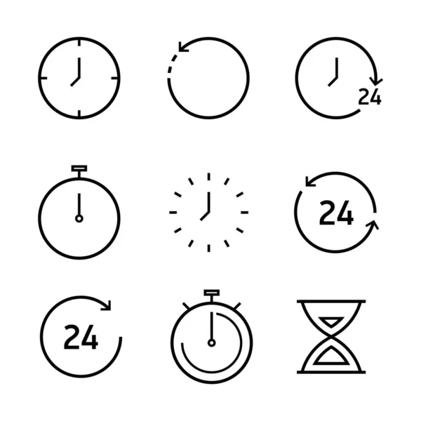 Vector Set Clock Time Icons Isolated White Background — Stock Vector