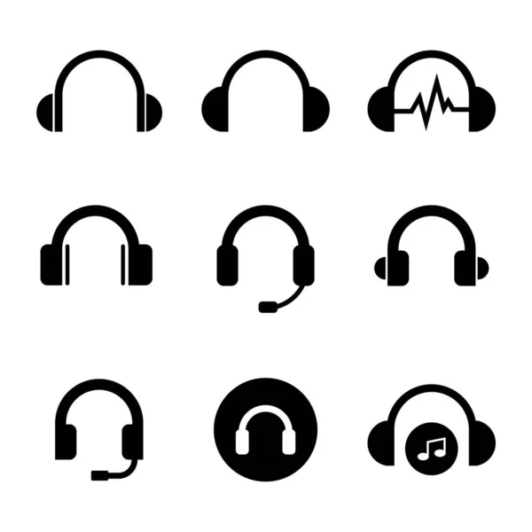 Fülhallgató Fülhallgató Ikon Készlet — Stock Vector