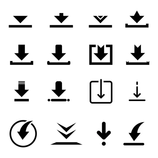 Icono Descarga Establecido Sobre Fondo Blanco — Archivo Imágenes Vectoriales