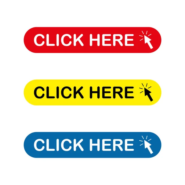 Clique Aqui Botão Com Seta Clique Ícone Vetor — Vetor de Stock