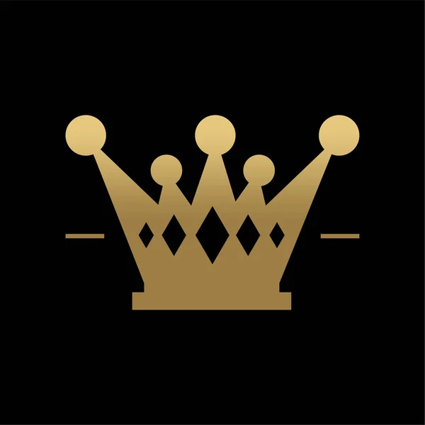 Χρυσή Κορώνα Απλή Έννοια Λογότυπο Μαύρο Φόντο Διάνυσμα — Διανυσματικό Αρχείο