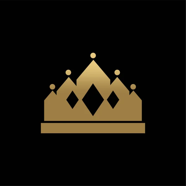 Χρυσή Κορώνα Απλή Έννοια Λογότυπο Μαύρο Φόντο Διάνυσμα — Διανυσματικό Αρχείο