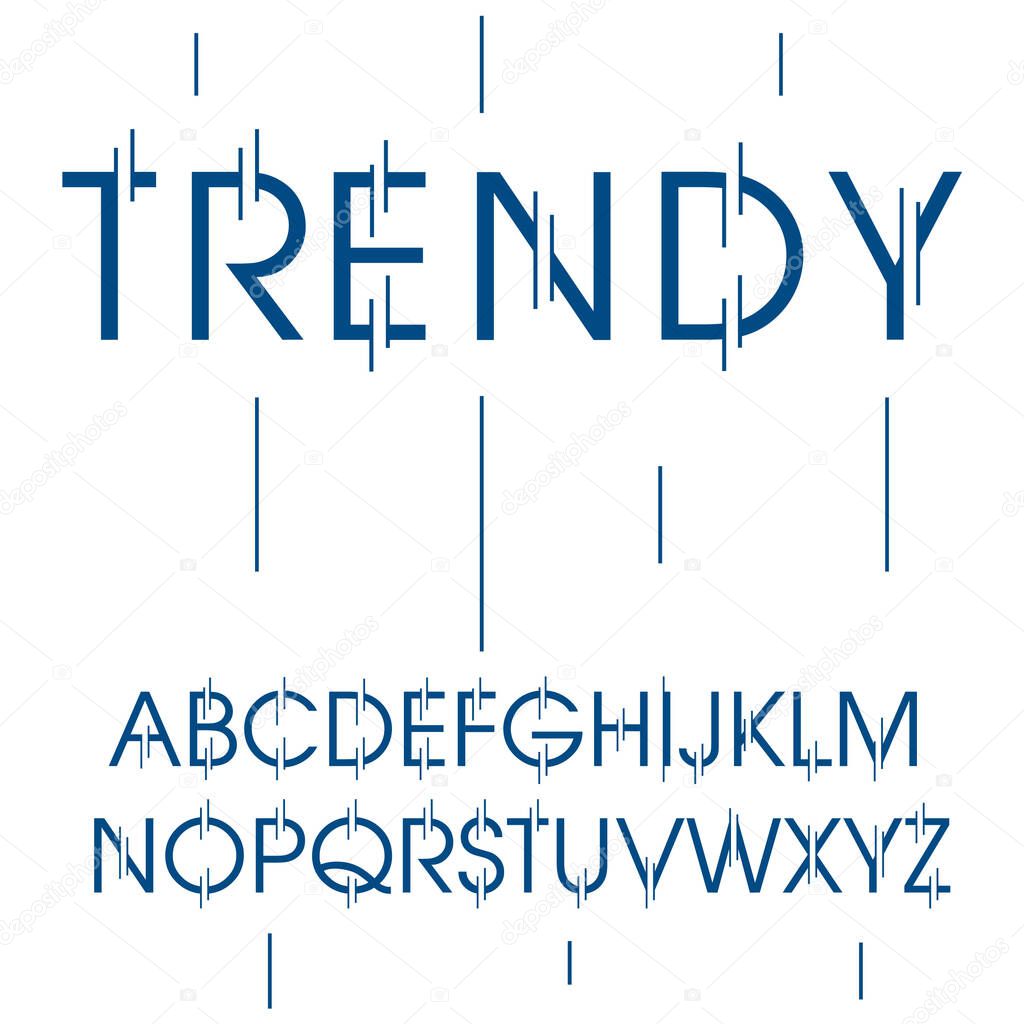 Font Rounded stencil alphabet , uppercase letters, sans serif, typography
