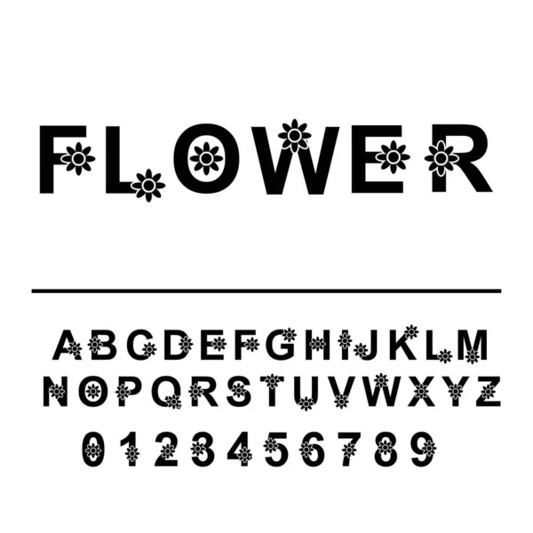 Floral Alphabet Minimalism Black White Style Modern Luxe Design Vector — Stock Vector