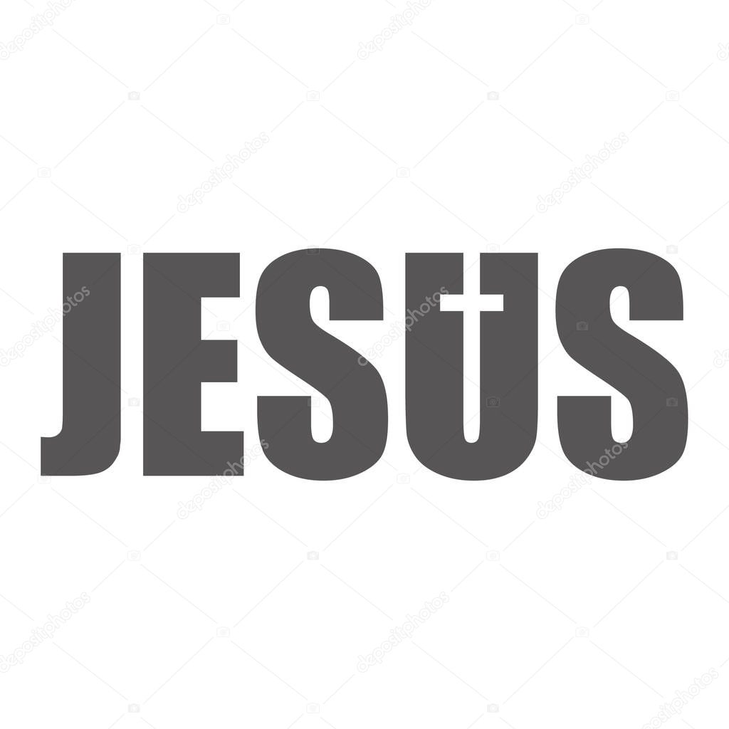 Jesus text on white background. God logo design