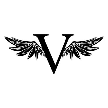 Kanat logo vektör tasarımlı V harfi