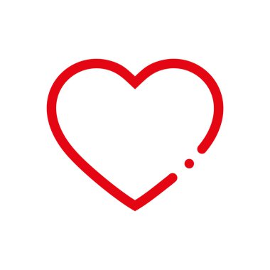 Kalp simgesi kırmızı logo, aşk sembolü. Basit bir çizgi tarzı. Vektör