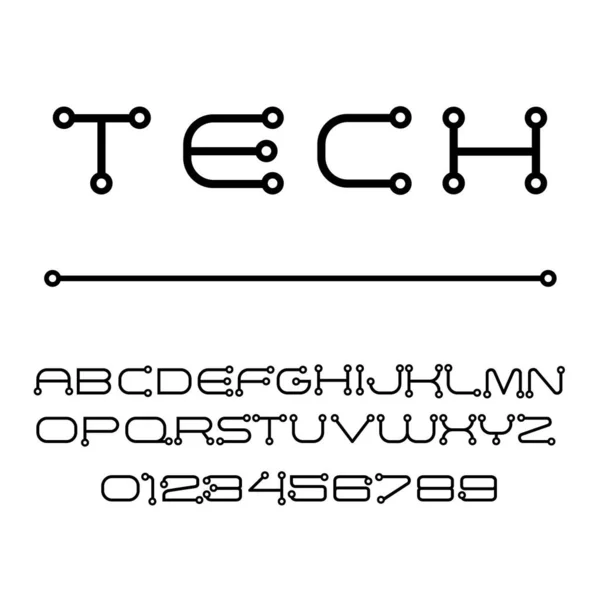 Tech Font Technology Abphabet Vector — Stockový vektor