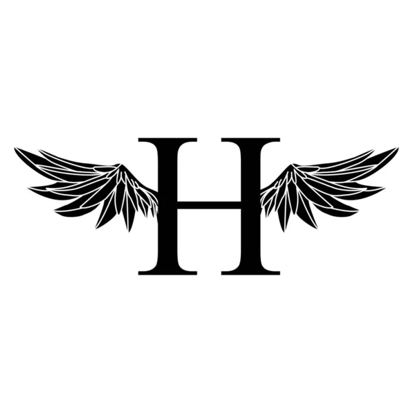 翼のロゴベクトルデザインと文字H — ストックベクタ