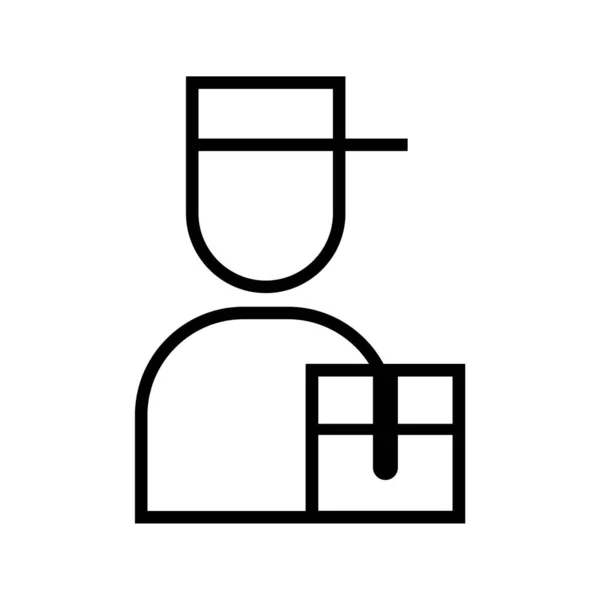 Icône Livraison Courrier Avec Panneau Ligne Boîte Colis Style Ligne — Image vectorielle