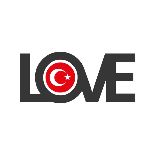 Texto Amor Con Bandera Turquía Diseño Patriota Vector — Vector de stock