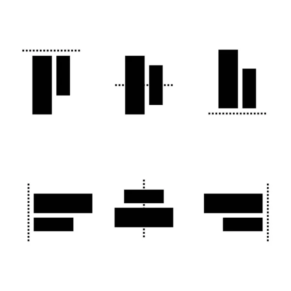 Alinear Conjunto Iconos Elementos Para Barra Herramientas Diseño Del Sitio — Archivo Imágenes Vectoriales