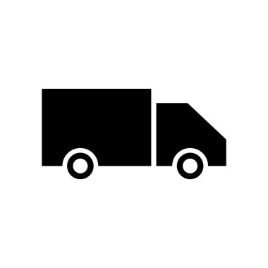 Teslimat kamyonu ikonu. Kargo lojistik sembolü. Vektör