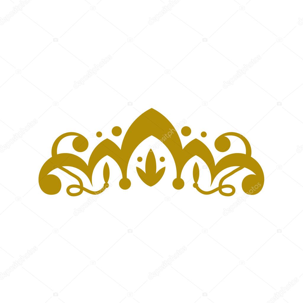 Vintage Gold Tiara Elegant Logo. Vector