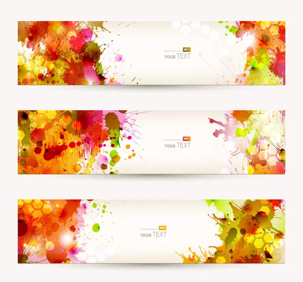 Set of three headers. Abstract artistic Backgrounds of autumn colors — Stock Vector