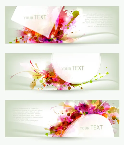 Set of three headers. Abstract artistic Backgrounds — Stock Vector