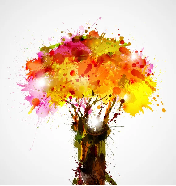 Autumn abstract tree forming by blots — Stock Vector