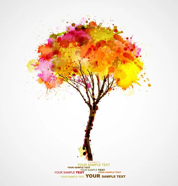 Autumn abstract tree forming by blots — Stock Vector