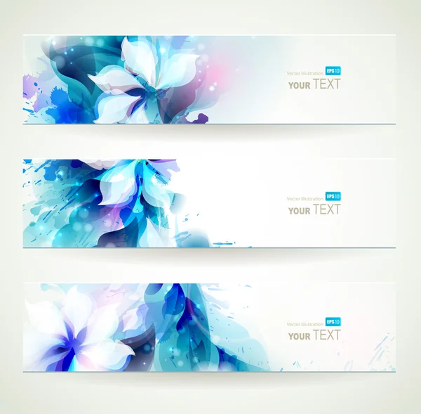 Set of four headers. Abstract blue artistic Backgrounds — Stock Vector