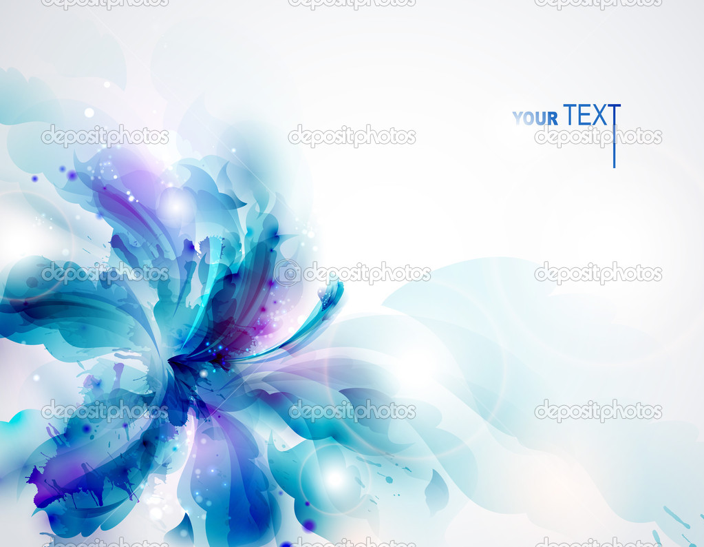 Background with blue abstract flower