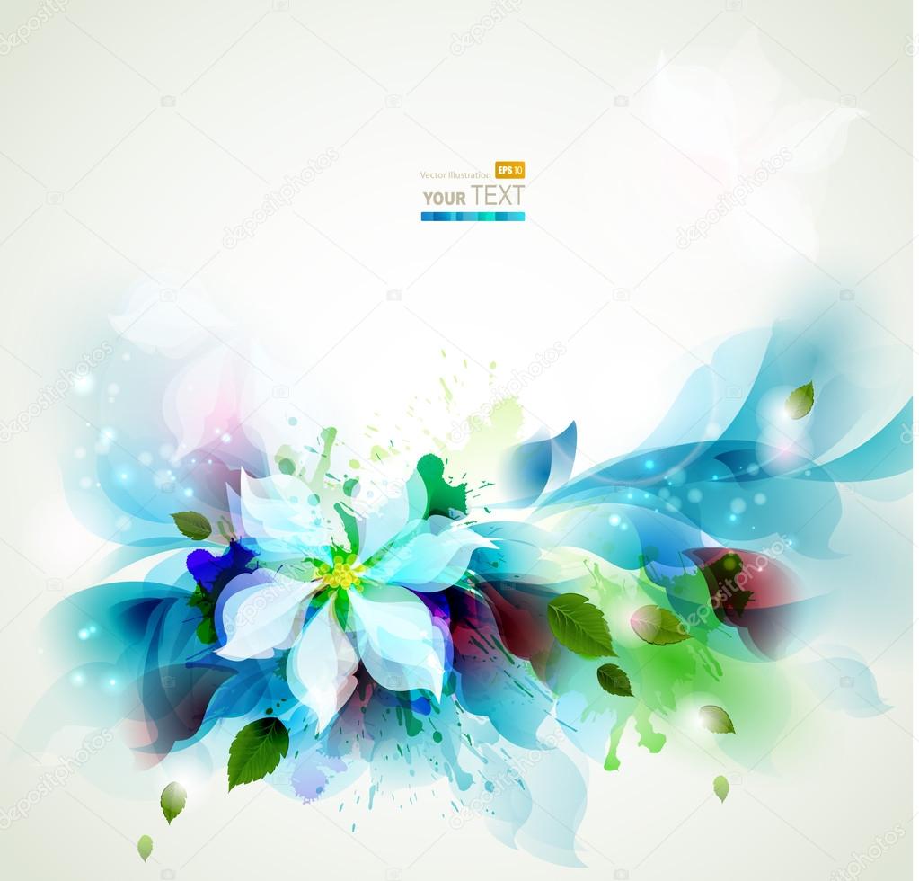 Abstract blue artistic Backgrounds with floral