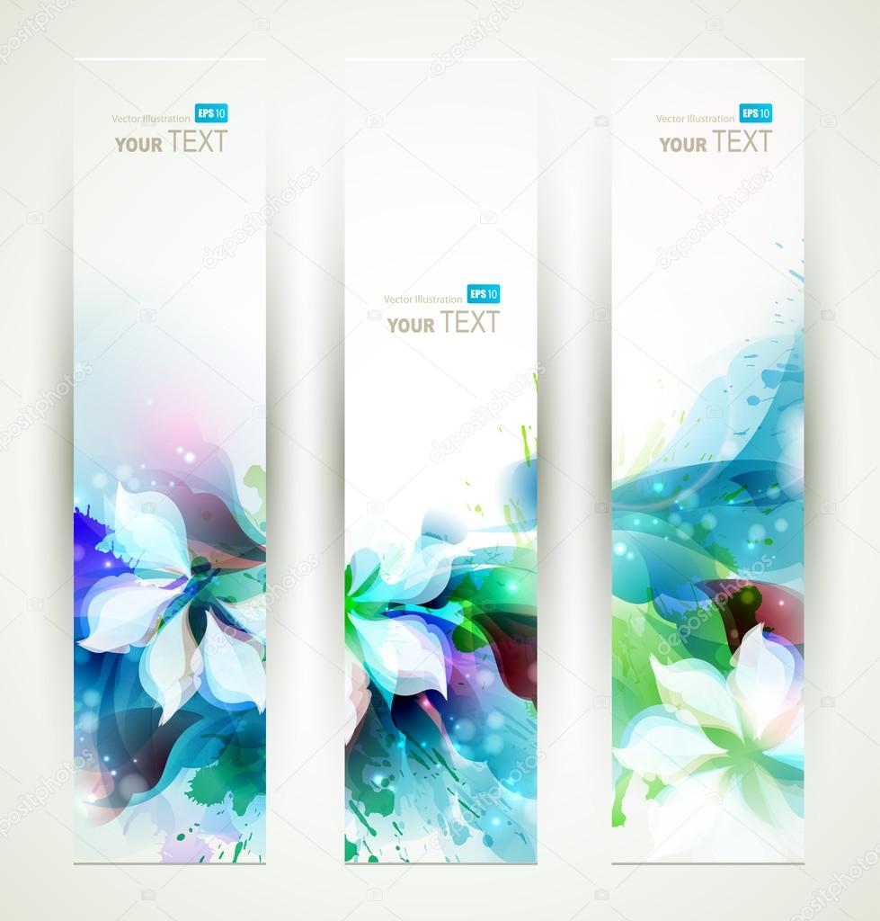 Set of four headers. Abstract blue artistic Backgrounds