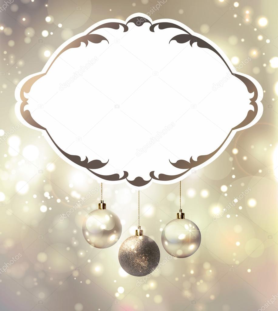 Elegant glimmered Christmas poster with evening balls