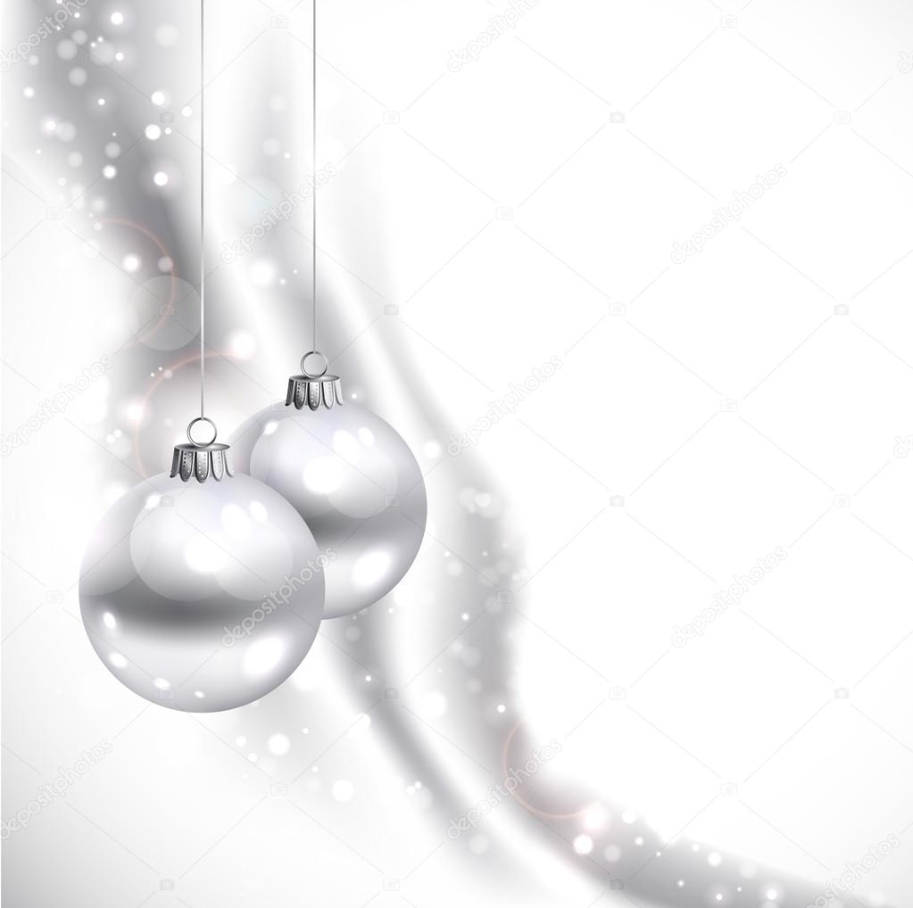 Good-looking white Christmas background with two balls