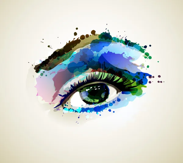 Beautiful fashion woman eye forming by blots — Stock Vector