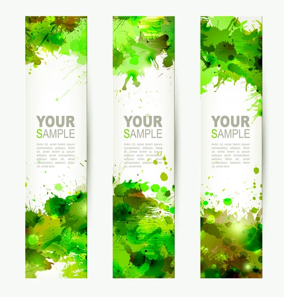 Set of three headers. Abstract artistic Backgrounds of green colors — Stock Vector