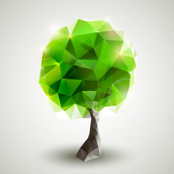 Árbol verde formado por triángulos — Vector de stock