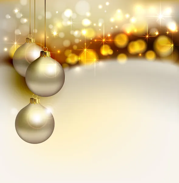 Fundo de Natal brilhante com bolas de noite de ouro — Vetor de Stock