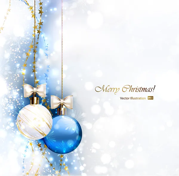 Fond bleu de Noël avec deux boules de Noël Vecteurs De Stock Libres De Droits